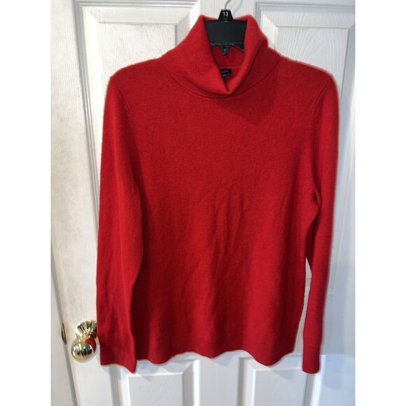 Talbots Sweater Womens Large Pure Cashmere Red Mock Turtleneck Timeless Preppy - Picture 8 of 8